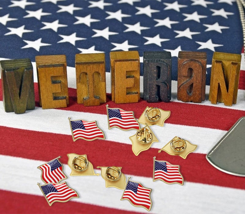 Bassion 50 PCS American Flag Lapel Pin Waving for Veterans Independence Memorial Day Decorations Gifts USA Flag Pins 4th of July Accessaries - Image 5